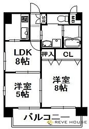 エステート.モアアバン博多ステーション 2LDKの間取図画像