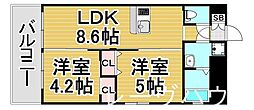 ラファセルフィーナ天神 2LDKの間取図画像