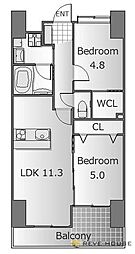 コンプレートSEKIJOU 2LDKの間取図画像