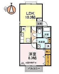 JR牟岐線 阿波富田駅 徒歩31分の賃貸アパート 1階1LDKの間取り