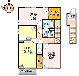 JR徳島線 蔵本駅 徒歩4分の賃貸アパート 2階2LDKの間取り