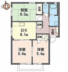 JR牟岐線 阿波富田駅 津田中学校前下車 徒歩5分の賃貸アパート 2階3DKの間取り