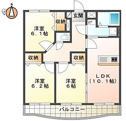 JR徳島線 佐古駅 徒歩20分の賃貸マンション 3階3LDKの間取り