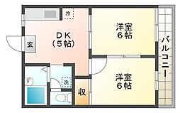 サンステージ上助任 2DKの間取図画像