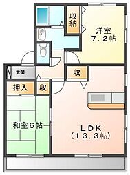 フォブールブリエB 2LDKの間取図画像