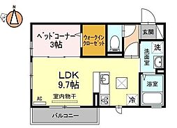 JR徳島線 蔵本駅 徒歩14分の賃貸アパート 1階1LDKの間取り