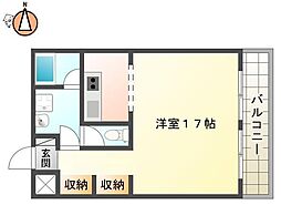 JR徳島線 鮎喰駅 徒歩9分の賃貸マンション 2階ワンルームの間取り