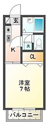 フレグランス望 1Kの間取図画像