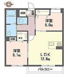 JR徳島線 鮎喰駅 徒歩11分の賃貸マンション 3階2LDKの間取り