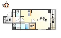 JR徳島線 徳島駅 徒歩18分の賃貸マンション 4階ワンルームの間取り