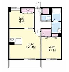 JR牟岐線 阿波富田駅 徒歩7分の賃貸アパート 1階2LDKの間取り