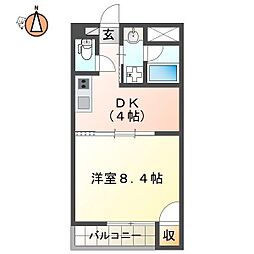 JR高徳線 吉成駅 3.7kmの賃貸マンション 3階1Kの間取り