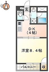 JR高徳線 吉成駅 3.7kmの賃貸マンション 2階1DKの間取り