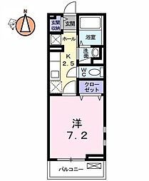 キルシュブラウ 1Kの間取図画像