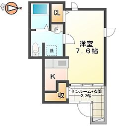 メゾンアンジュ 1Kの間取図画像