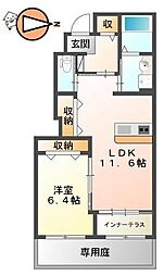 ルナキャット 1LDKの間取図画像