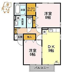 デュレボナールA 2DKの間取図画像