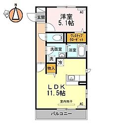 グランツ 1LDKの間取図画像