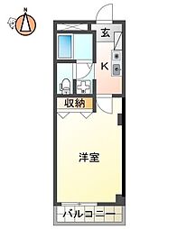 フィネス寺西 1Kの間取図画像