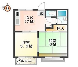 ハイツ森A 2DKの間取図画像