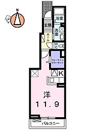 グラチチュード4 1Kの間取図画像