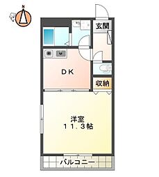 サンフィールドハイツ 1DKの間取図画像