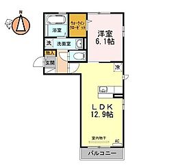 アンソレイエ 1LDKの間取図画像