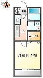 ボヌールピエス 1Kの間取図画像