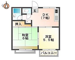 ハイツ森A 2DKの間取図画像