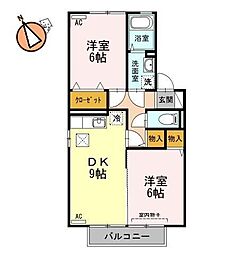 シャン・ド・フルールA 2DKの間取図画像