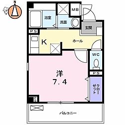 ウェザリア 1Kの間取図画像