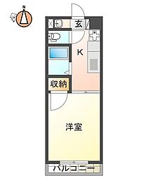 カリマハイツ 1Kの間取図画像