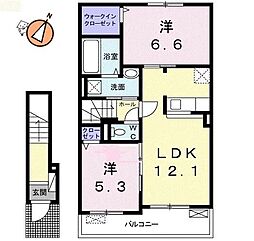 カナエール 2LDKの間取図画像