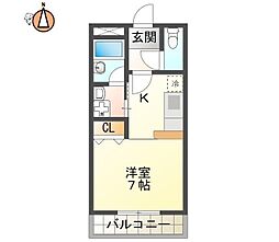 カースルハイツ 1Kの間取図画像