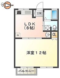 ヴィラコート田宮 1LDKの間取図画像