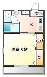 レジデンスイマイ 1Kの間取図画像