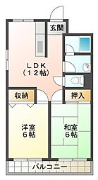 JR徳島線 鮎喰駅 徒歩8分の賃貸マンション 3階2LDKの間取り