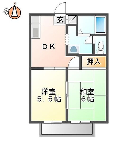 徳島県徳島市住吉4丁目(賃貸アパート2DK・2階・38.00㎡)の写真 その2