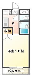 パールメゾン2 1Kの間取図画像