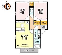 徳島県徳島市北矢三町3丁目（賃貸アパート2LDK・1階・53.76㎡） その2