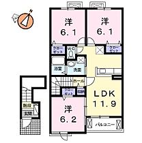 徳島県徳島市中島田町4丁目（賃貸アパート3LDK・2階・67.91㎡） その2