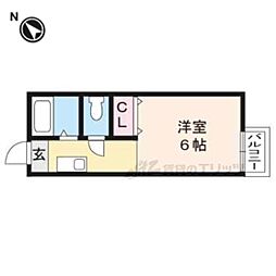 JR東海道・山陽本線 野洲駅 徒歩13分の賃貸アパート 2階ワンルームの間取り