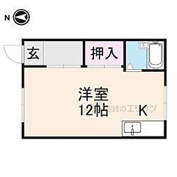 山田コーポ ワンルームの間取図画像