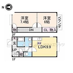 クレストステージI 2階2LDKの間取り
