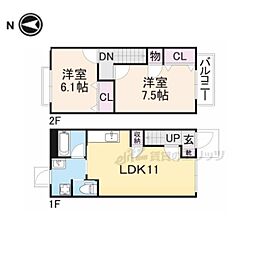 ピュアハート　Ａ棟 1階2LDKの間取り