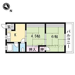 JR東海道・山陽本線 守山駅 徒歩25分の賃貸アパート 2階2Kの間取り