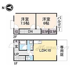 市ノ坪ハイツ 2LDKの間取図画像