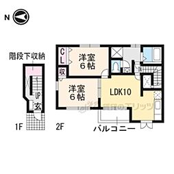 フォレ・ドゥ・エトワール 2階2LDKの間取り