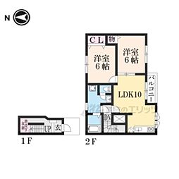 ラ　シエスタ 2階2LDKの間取り