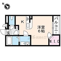 JR湖西線 堅田駅 徒歩5分の賃貸アパート 1階1Kの間取り